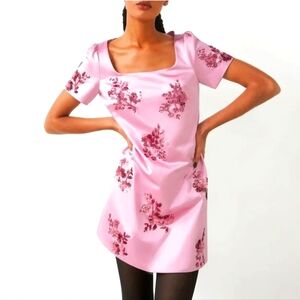 & Other Stories Pink Nahida Sequin Embroidered Mini Dress